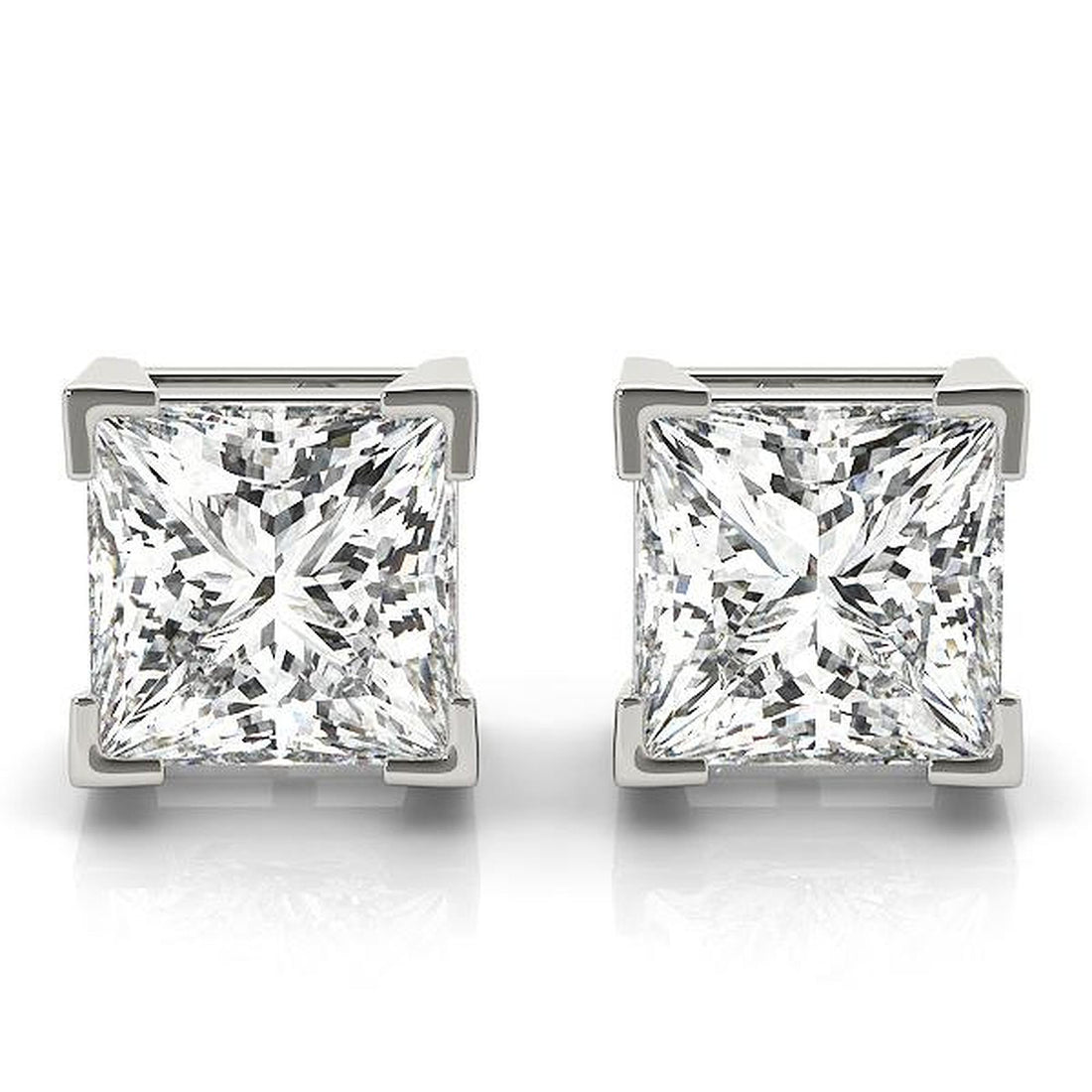 Princess-cut diamond stud earrings