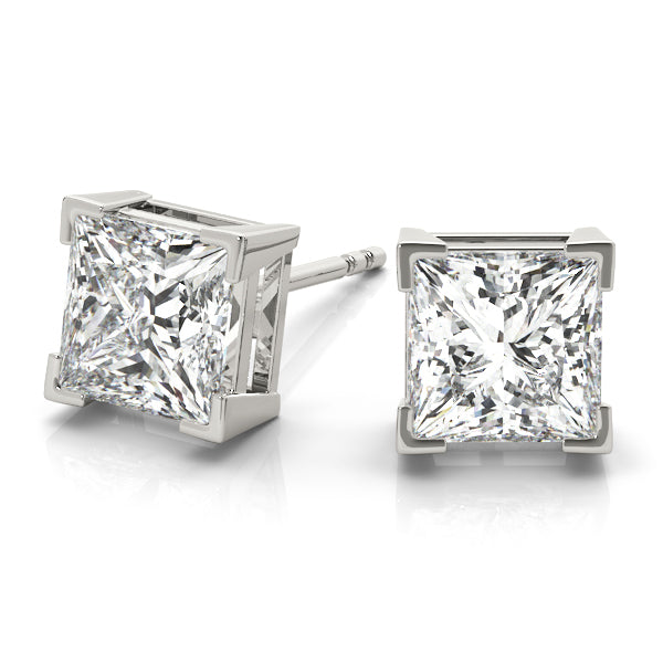 Princess-cut lab-grown diamond stud earrings (0.50–5.00 CTW, F/VS+)