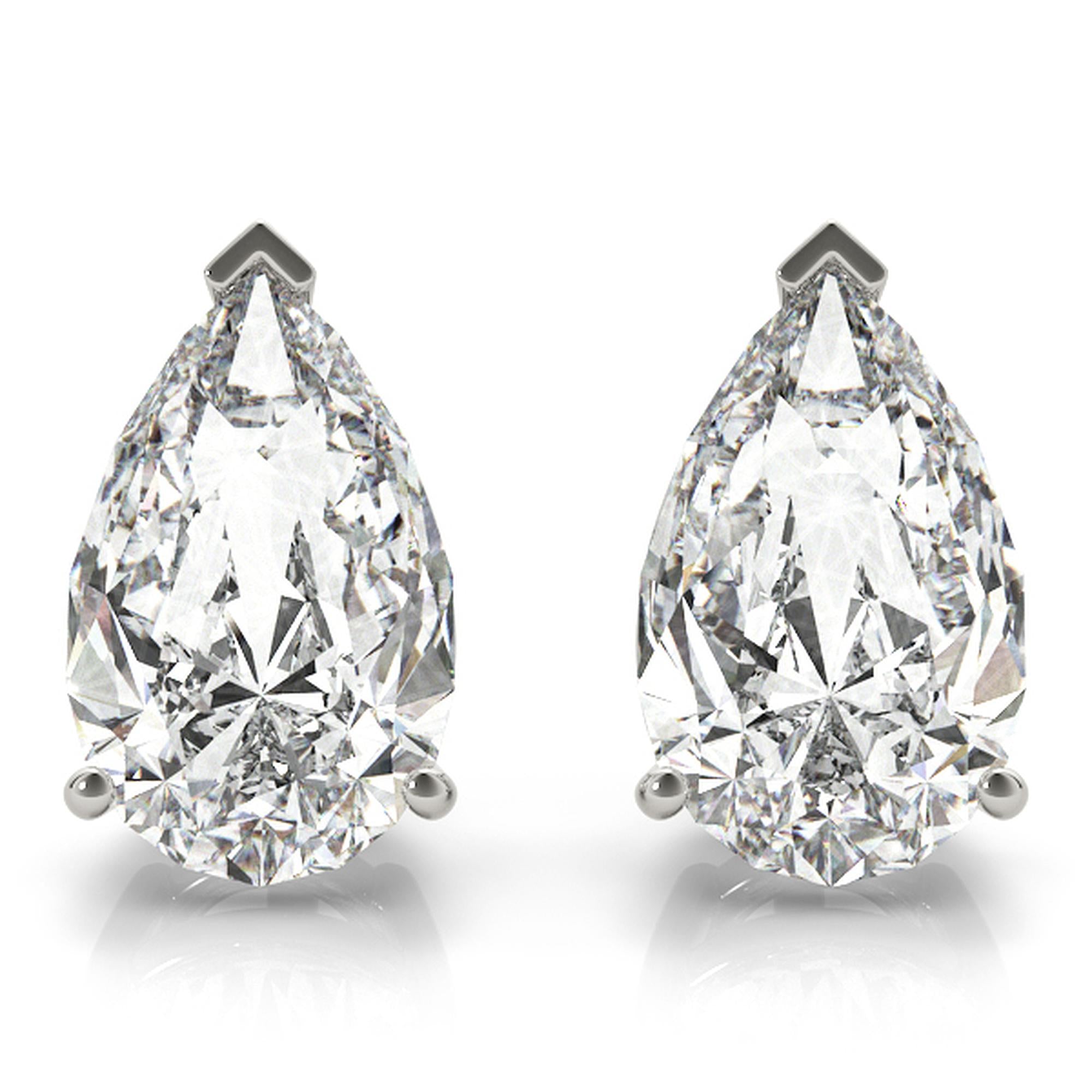 Pear-Cut Diamond Stud Earrings
