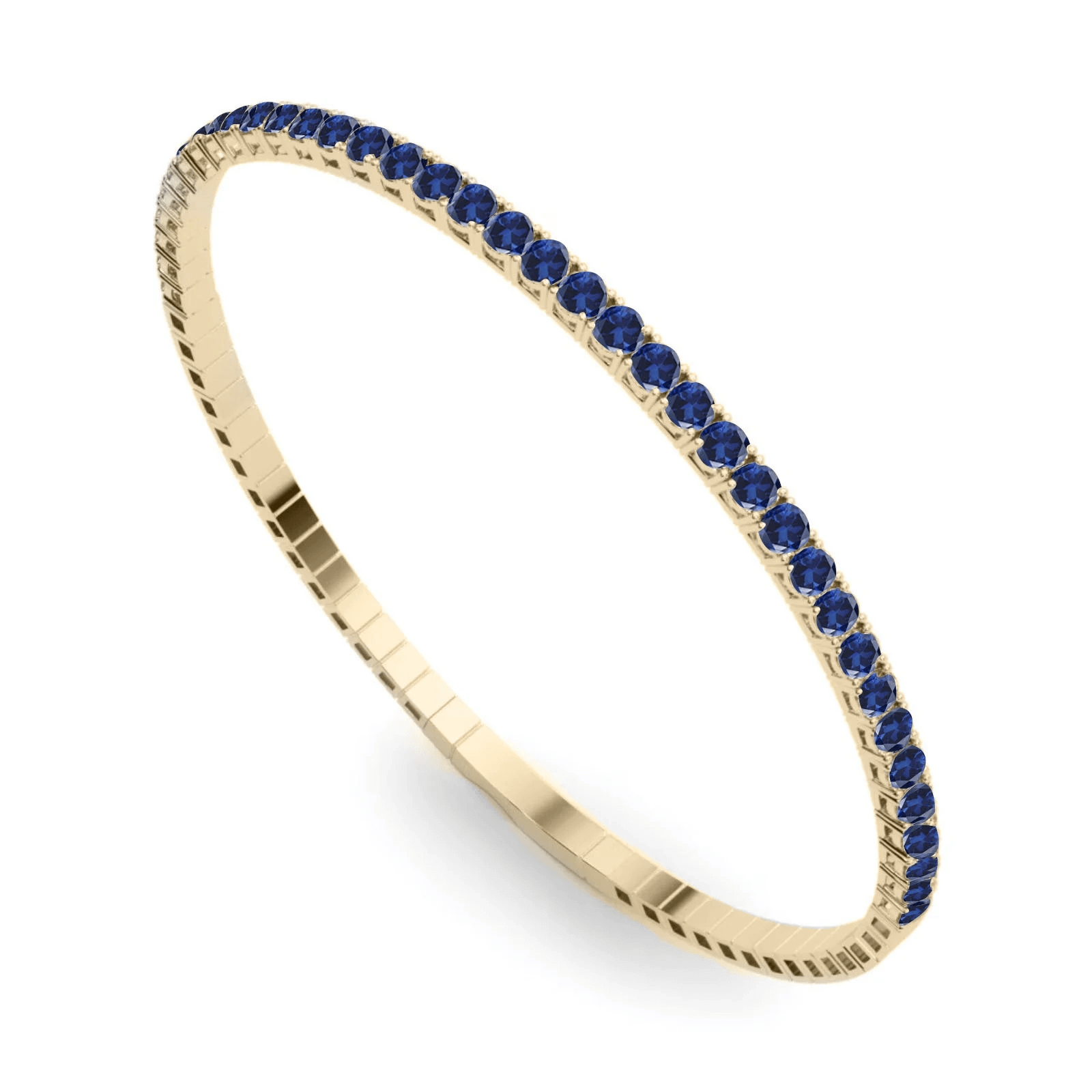 Halfway flexible blue sapphire bangle