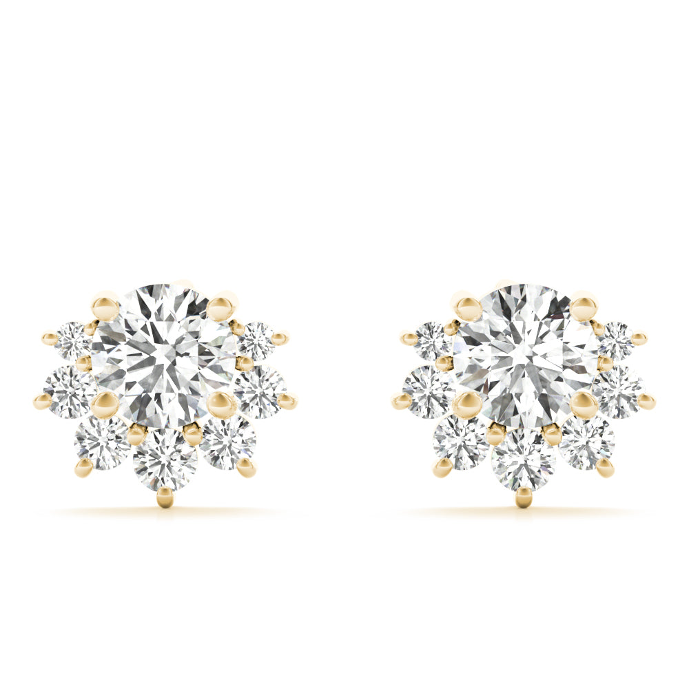 Floral cluster diamond stud earrings