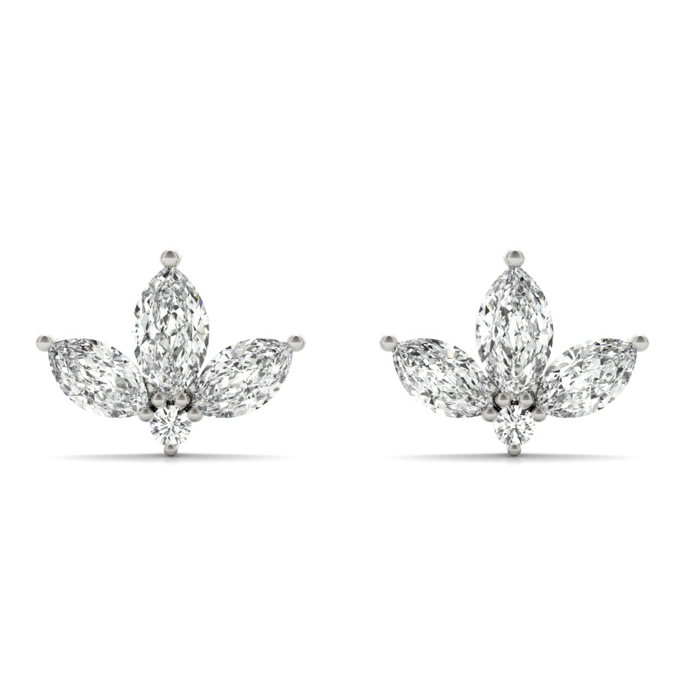 Floral cluster diamond stud earrings marquees