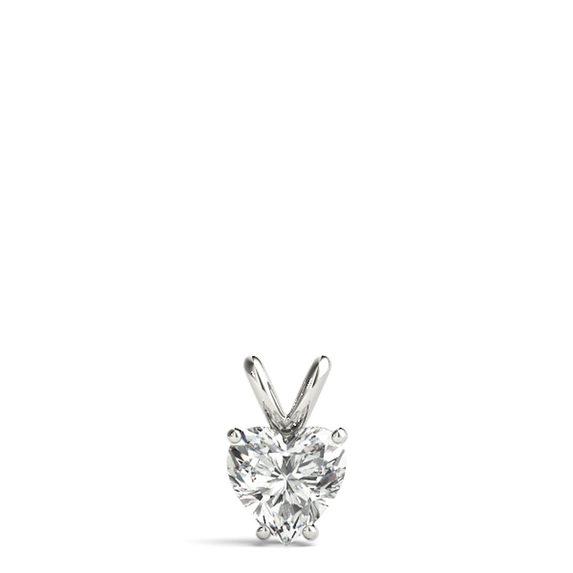 Heart-Shaped Solitaire Diamond Pendant with V-Bale Setting – Lab-Grown, F/VS (0.25–2.00 CTW)