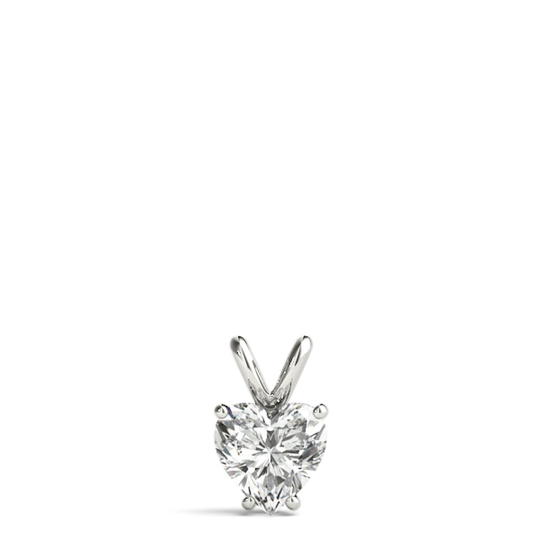 Heart-Shaped Solitaire Diamond Pendant with V-Bale Setting – Lab-Grown, F/VS (0.25–2.00 CTW)