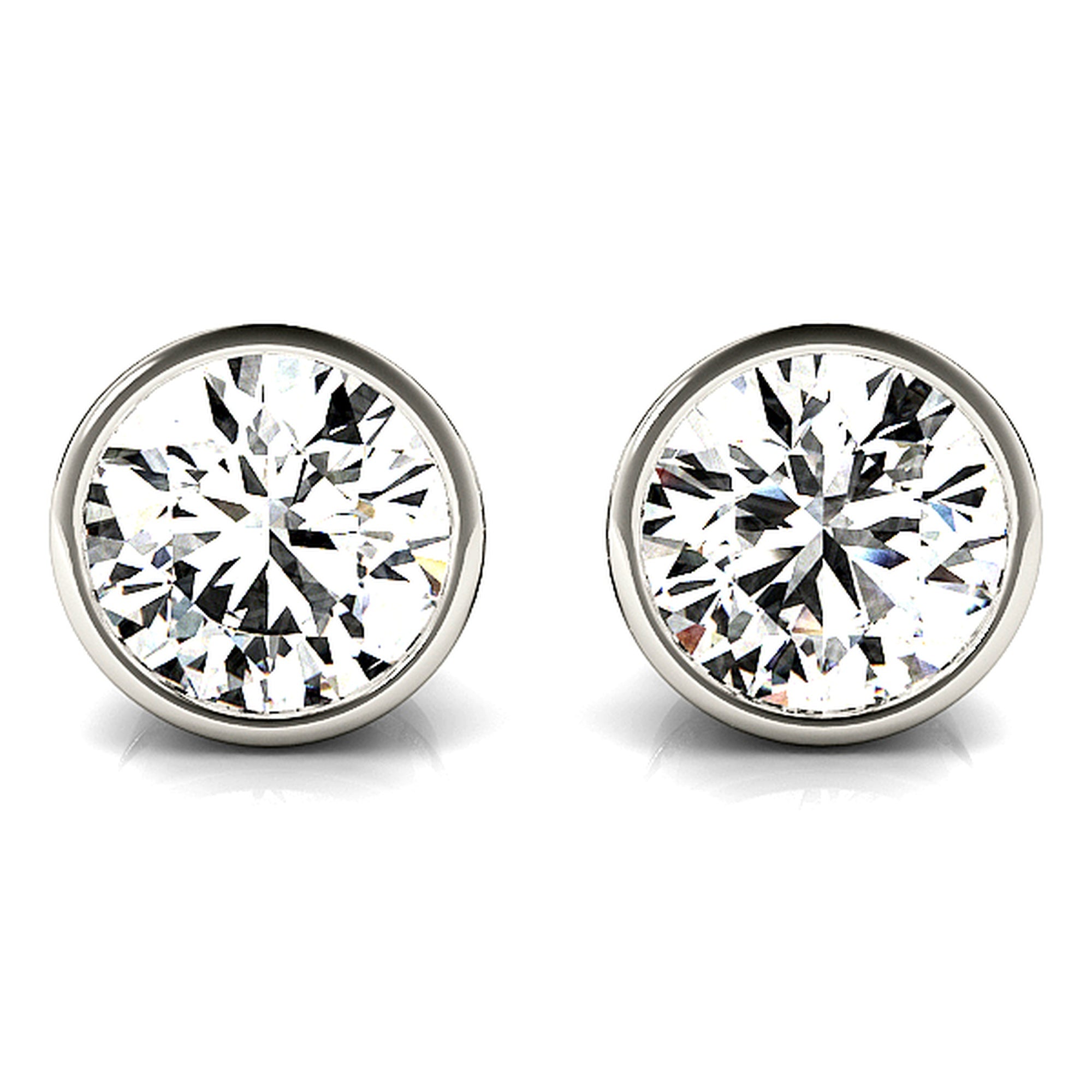 Round-cut bezel-set diamond stud earrings