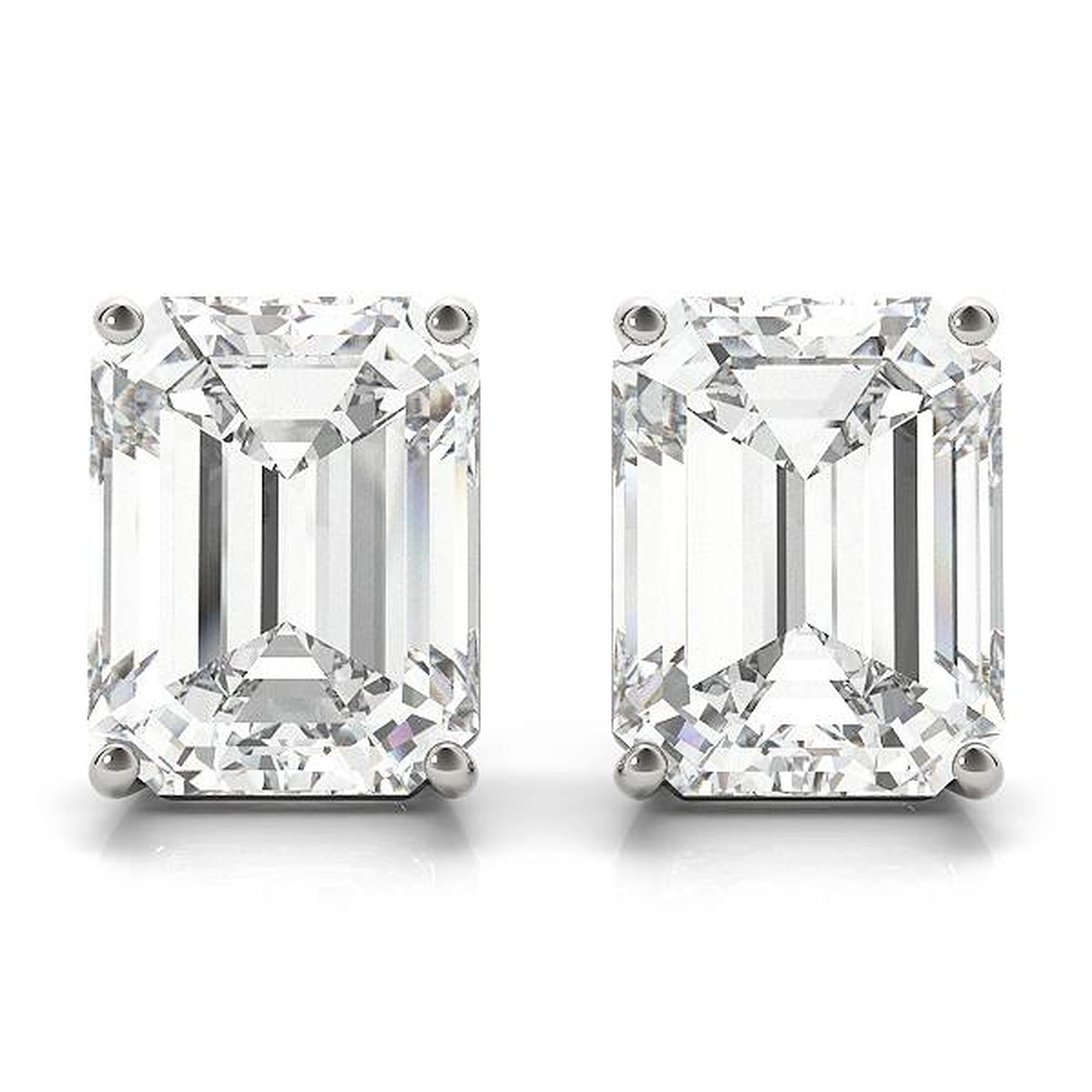 Emerald-cut diamond stud earrings