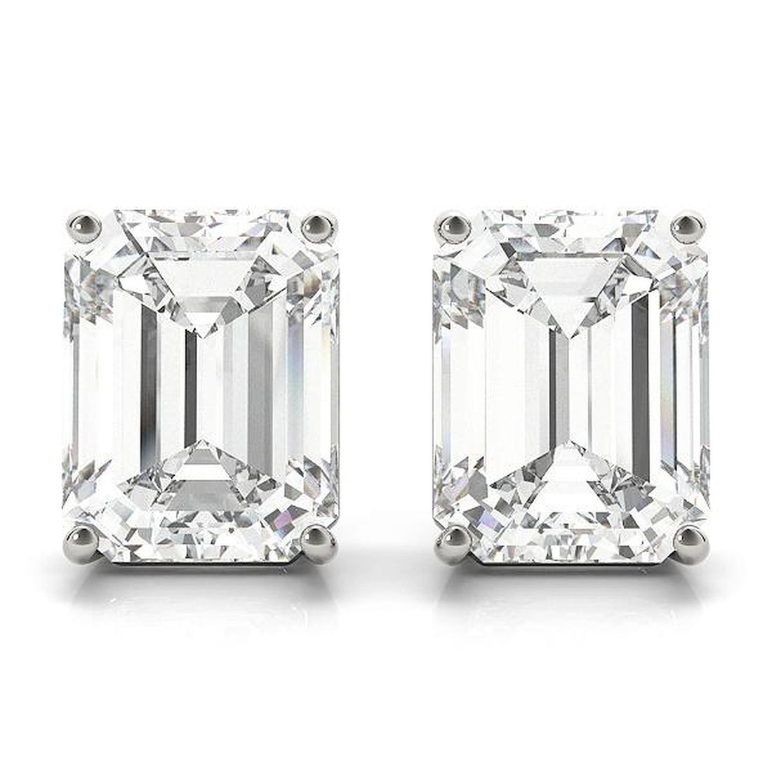 Emerald-cut diamond stud earrings