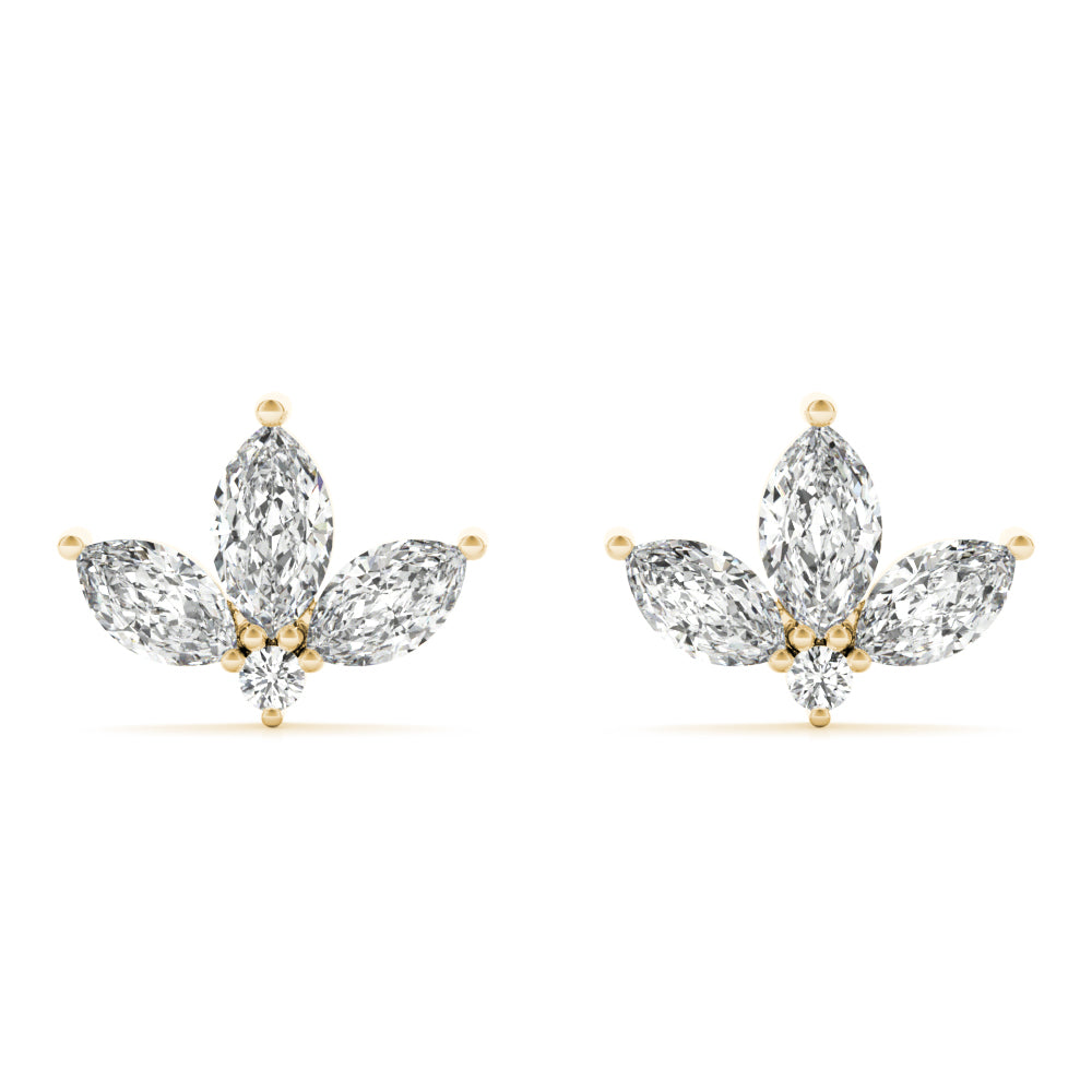 Floral cluster diamond stud earrings marquees