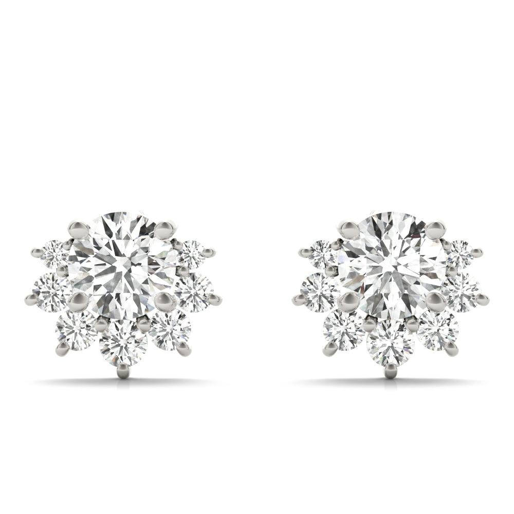 Floral cluster diamond stud earrings