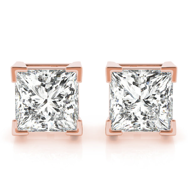 Princess-cut diamond stud earrings