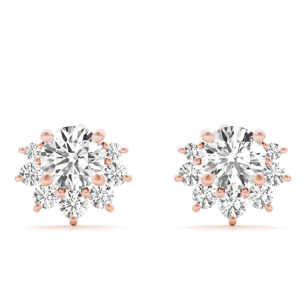 Floral cluster diamond stud earrings