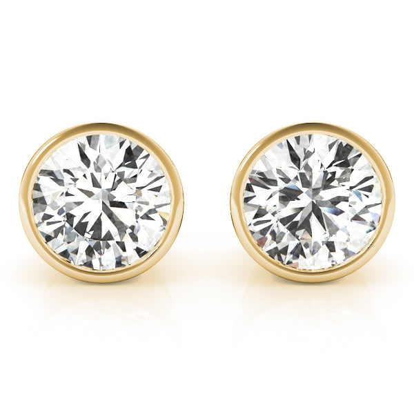 Round-cut bezel-set diamond stud earrings