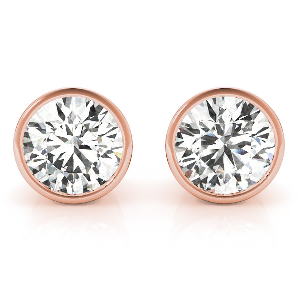 Round-cut bezel-set diamond stud earrings