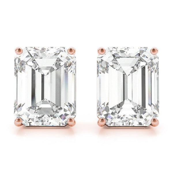 Emerald-cut diamond stud earrings