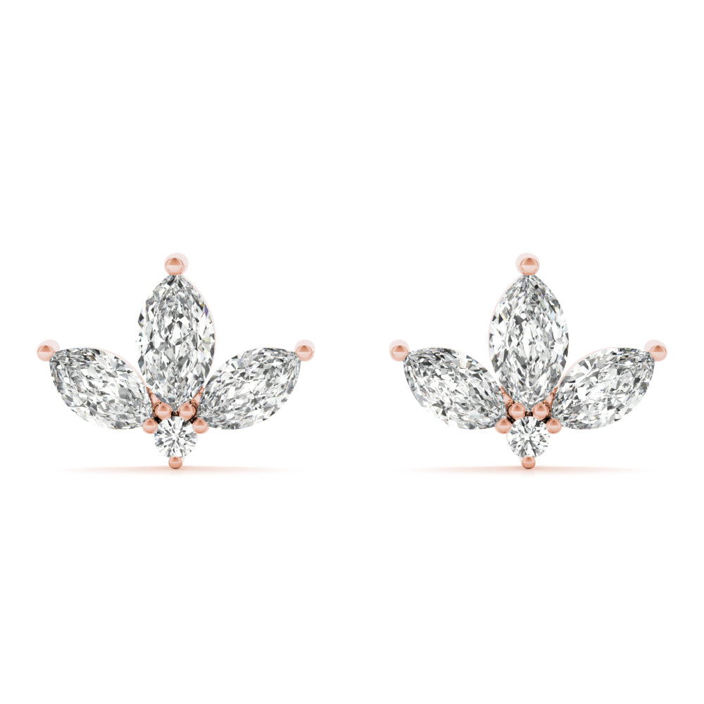 Floral cluster diamond stud earrings marquees