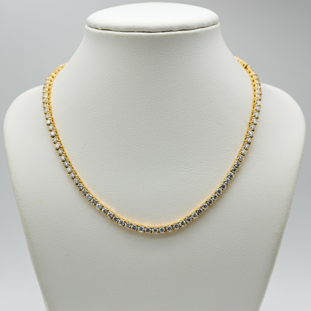 Diamond Tennis Necklace with Round Lab-Grown Diamonds in Four Prong Setting (5.00–30.00 CTW, F+/VS1+)