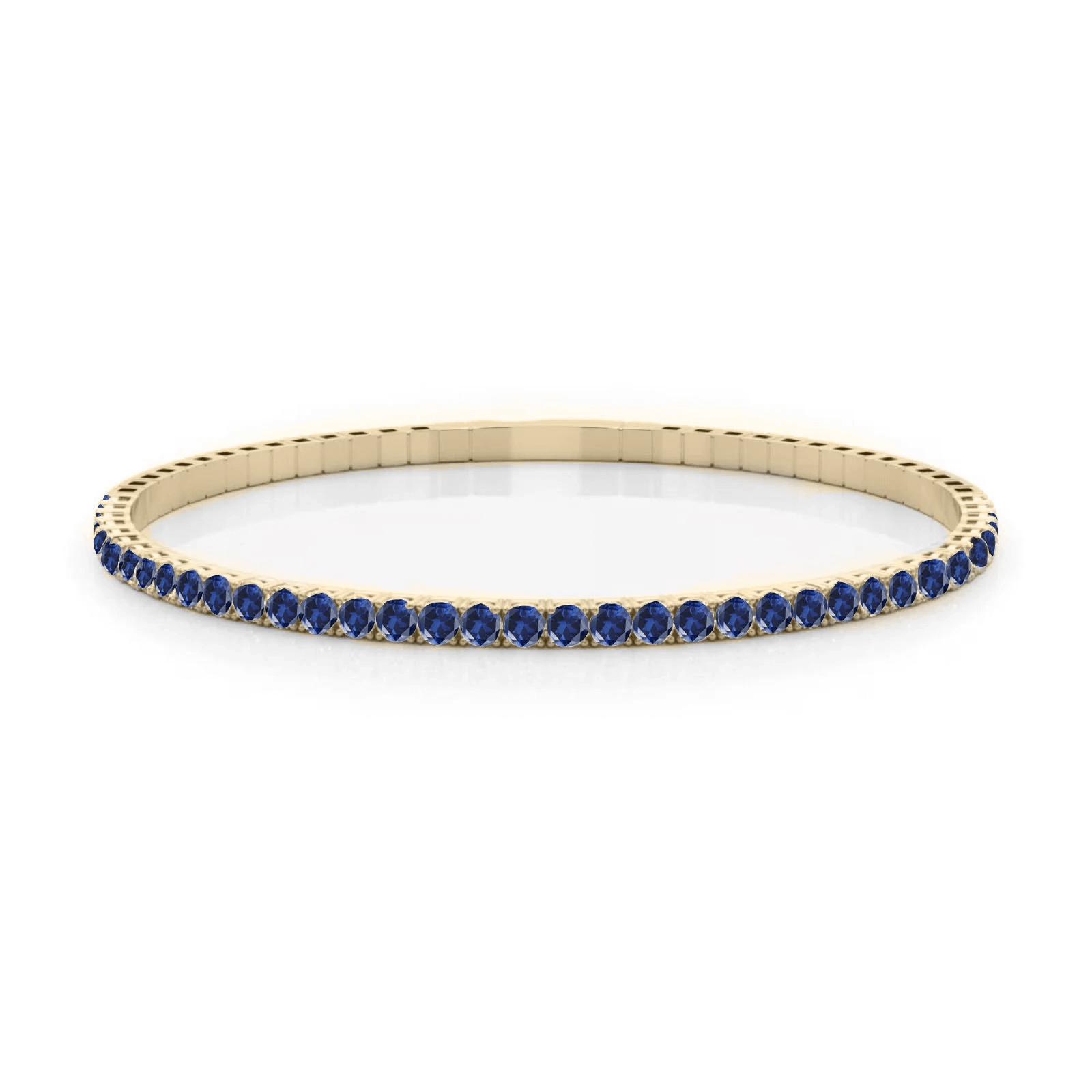 Halfway flexible blue sapphire bangle