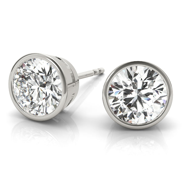 Round-cut bezel-set lab-grown diamond stud earrings (0.25–6.00 CTW, F/VS1)