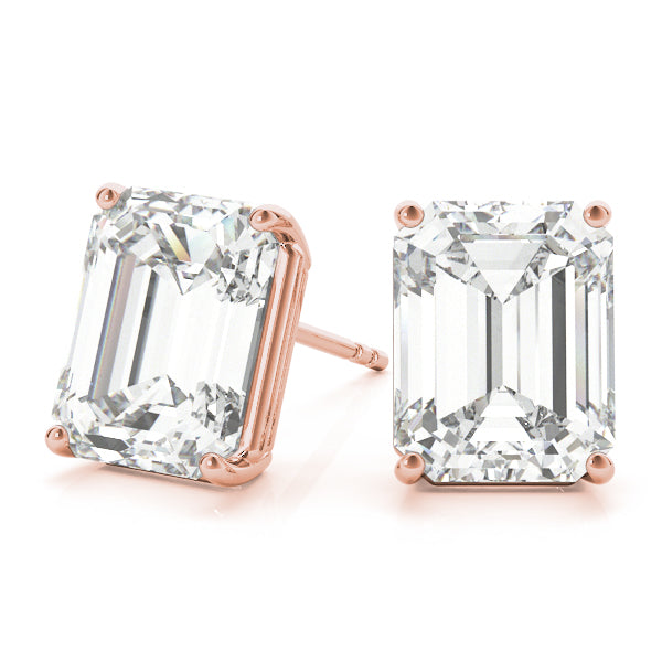 Emerald-cut diamond stud earrings