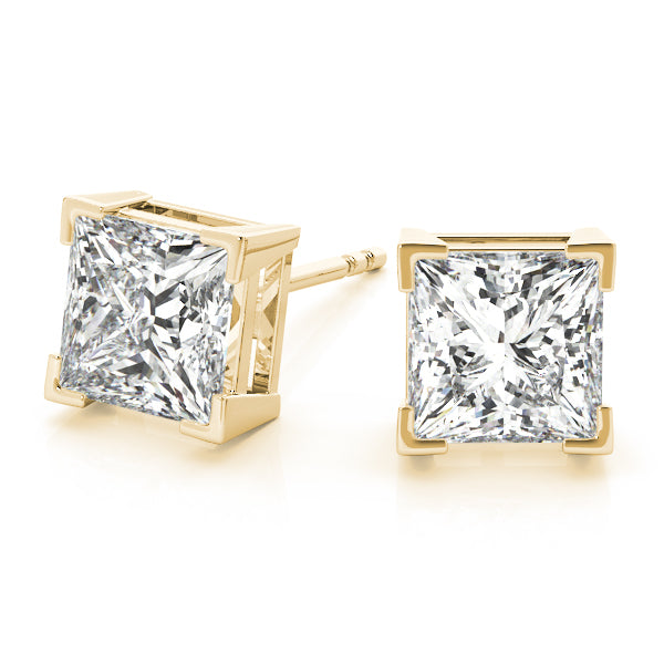 Princess-cut diamond stud earrings