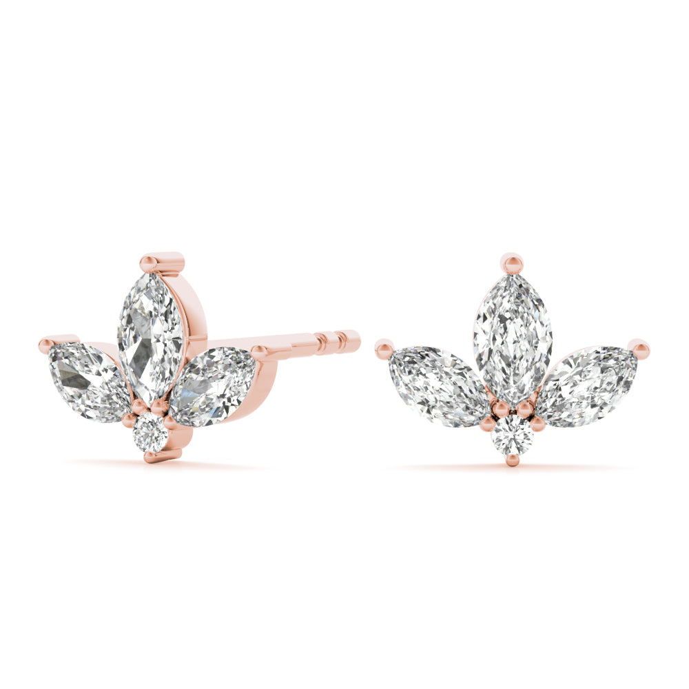 Floral cluster diamond stud earrings marquees