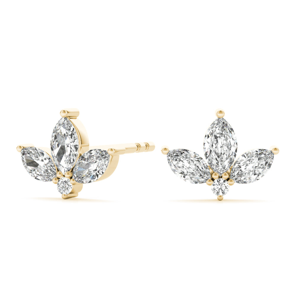 Floral cluster diamond stud earrings marquees