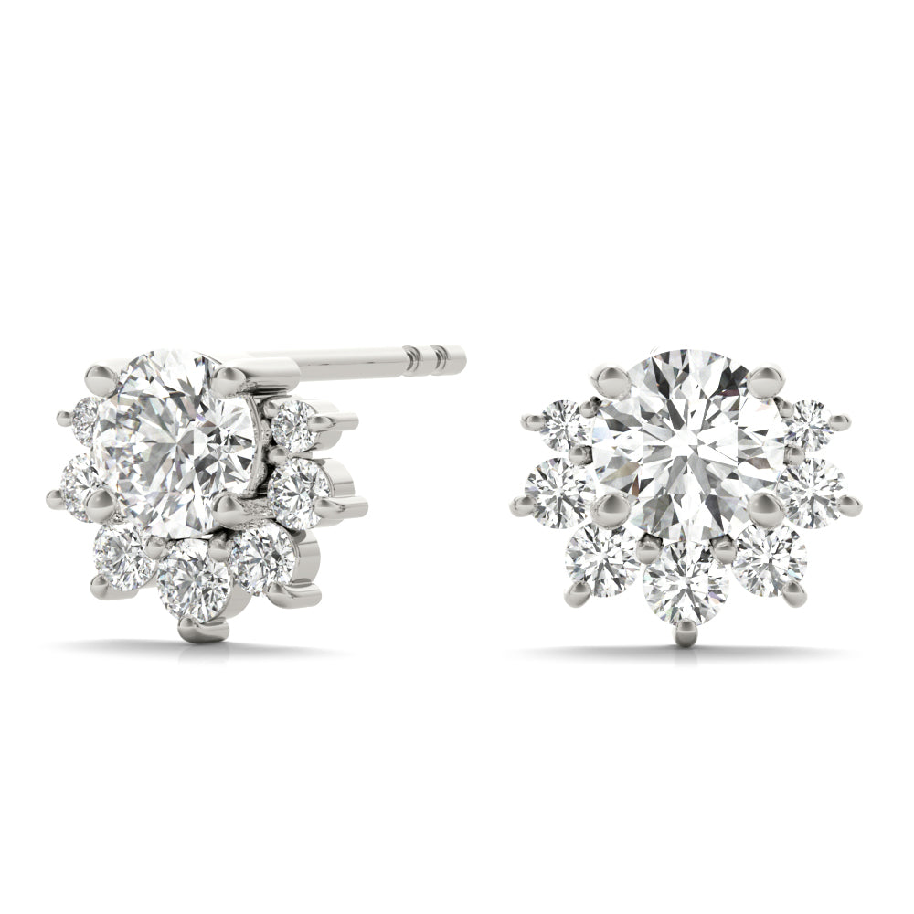 Floral cluster diamond stud earrings