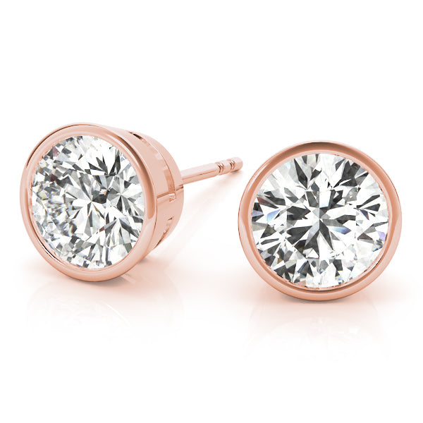 Round-cut bezel-set diamond stud earrings