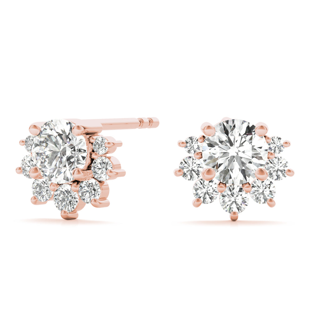Floral cluster diamond stud earrings