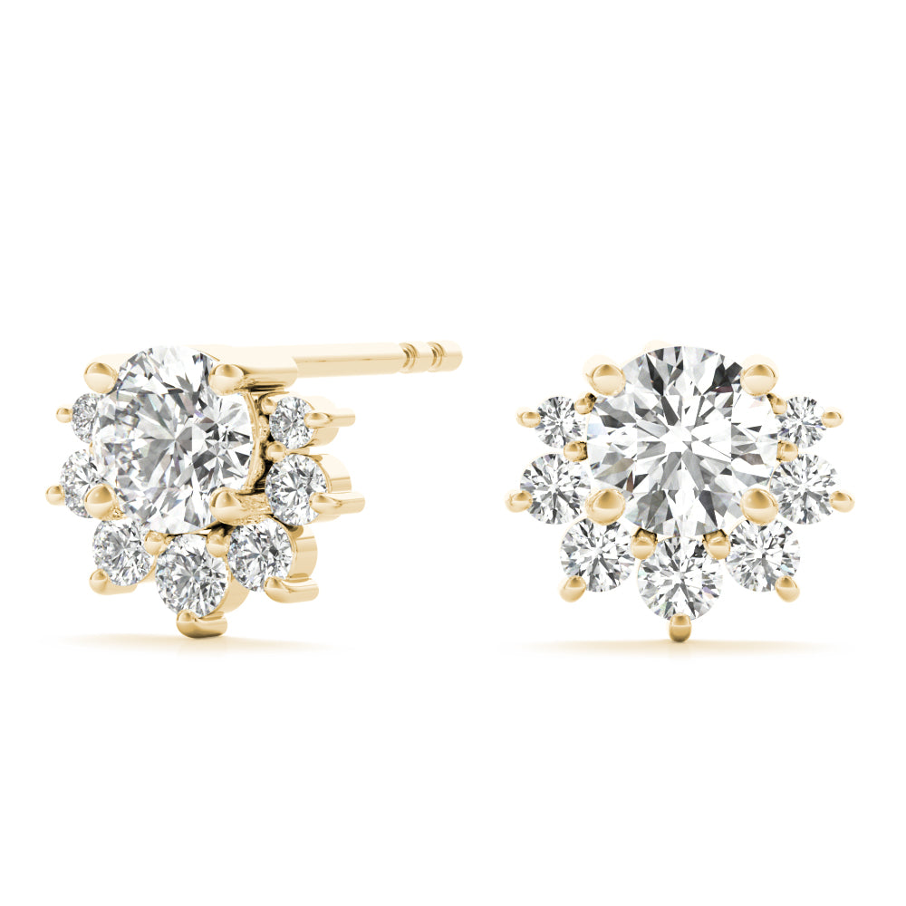 Floral cluster diamond stud earrings