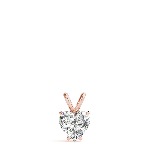 Heart-Shaped Solitaire Diamond Pendant with V-Bale Setting – Lab-Grown, F/VS (0.25–2.00 CTW)