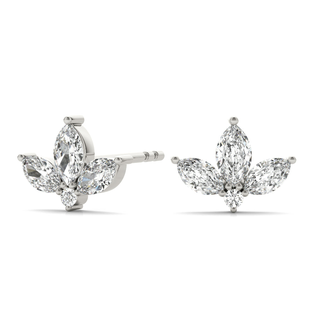 Floral cluster diamond stud earrings marquees