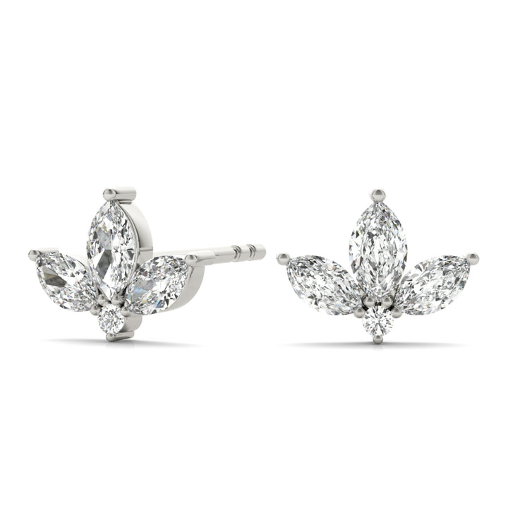 Floral cluster diamond stud earrings marquees