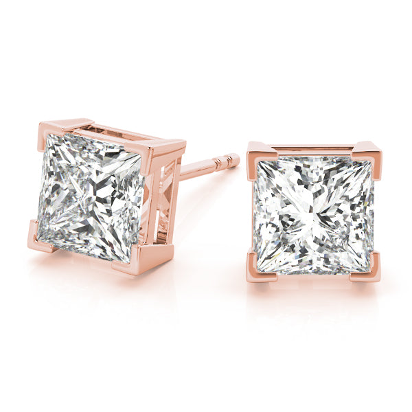Princess-cut diamond stud earrings