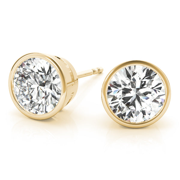 Round-cut bezel-set diamond stud earrings