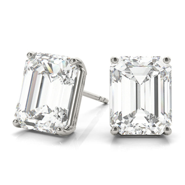 Emerald-cut lab-grown diamond stud earrings (0.50–5.00 CTW, F/VS+)