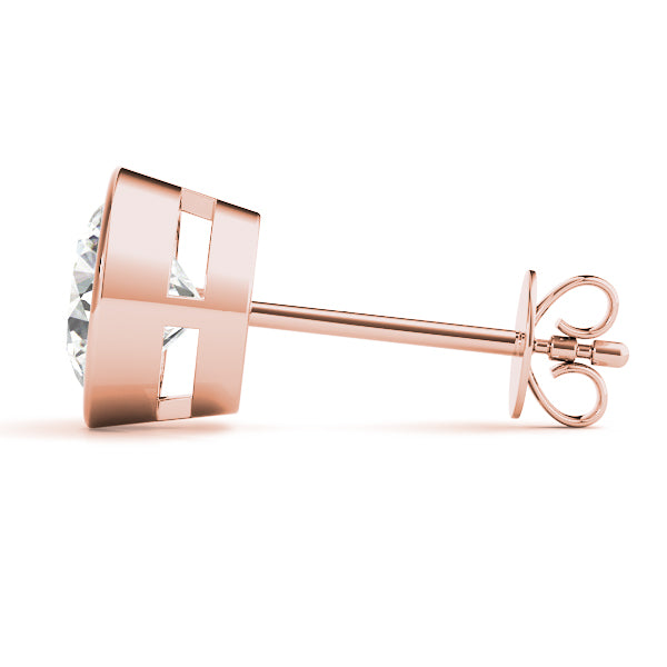 Round-cut bezel-set diamond stud earrings