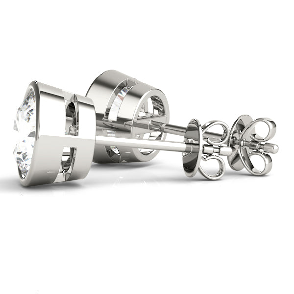 Round-cut bezel-set diamond stud earrings