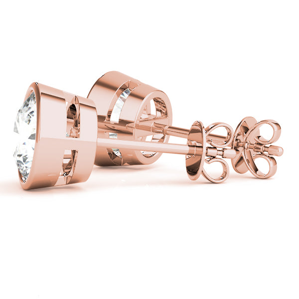 Round-cut bezel-set diamond stud earrings