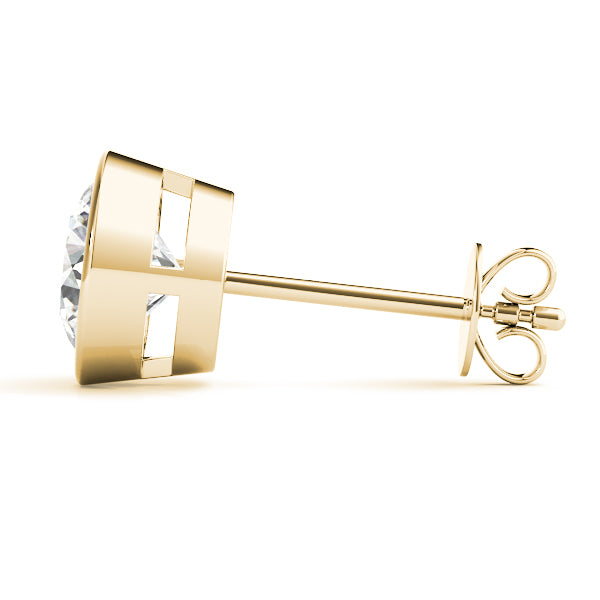 Round-cut bezel-set diamond stud earrings