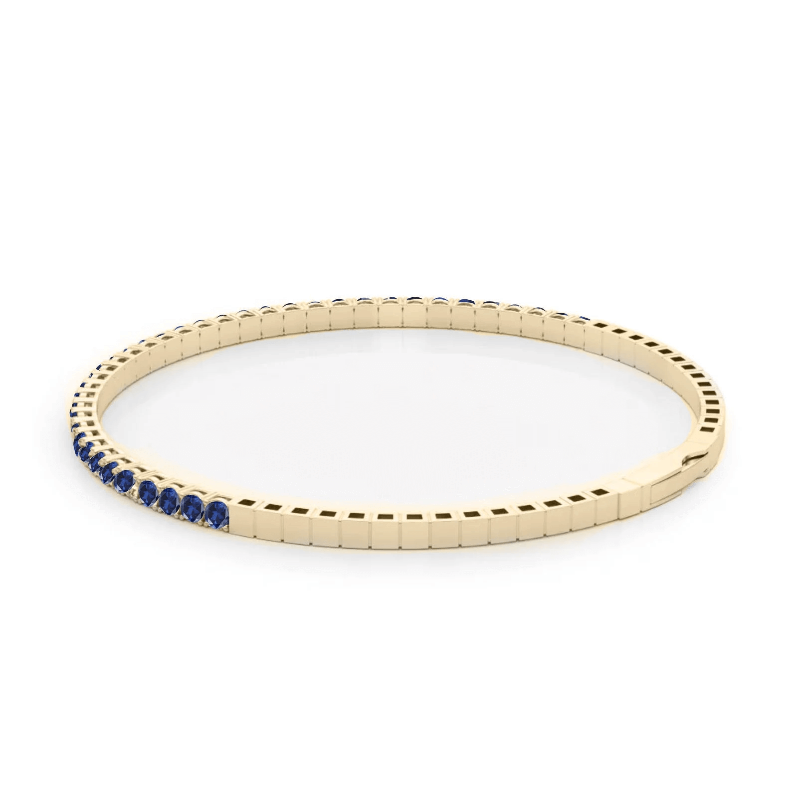 Halfway flexible blue sapphire bangle