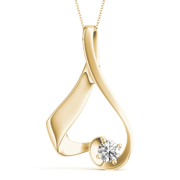Sculptural Diamond Pendant Necklace in 14K Gold or Silver – Open-Loop Floating Design (0.25–1.00 CTW, F/VS)