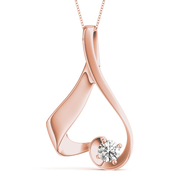 Sculptural Diamond Pendant Necklace in 14K Gold or Silver – Open-Loop Floating Design (0.25–1.00 CTW, F/VS)