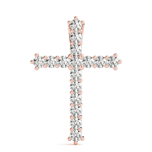 Diamond Cross Pendant Necklace (0.25–1.00 CTW, F/VS+ Lab-Grown Diamonds) – 16-Stone Prong-Set, Floating Hidden Bail