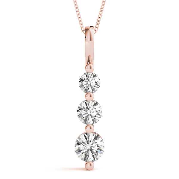 Three-Stone Diamond Drop Pendant Necklace (0.25–2.50 CTW, Lab-Grown Diamonds) – Graduated Round Trio in Gold