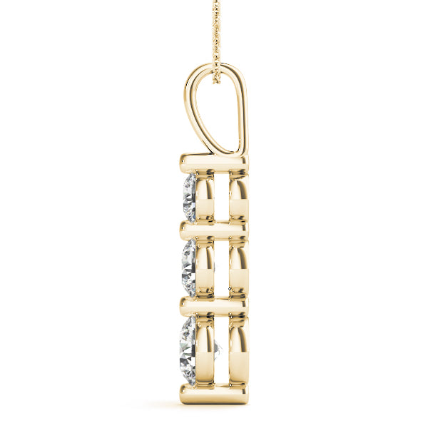 Three-Stone Diamond Drop Pendant Necklace (0.25–2.50 CTW, Lab-Grown Diamonds) – Graduated Round Trio in Gold
