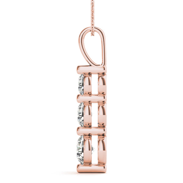 Three-Stone Diamond Drop Pendant Necklace (0.25–2.50 CTW, Lab-Grown Diamonds) – Graduated Round Trio in Gold