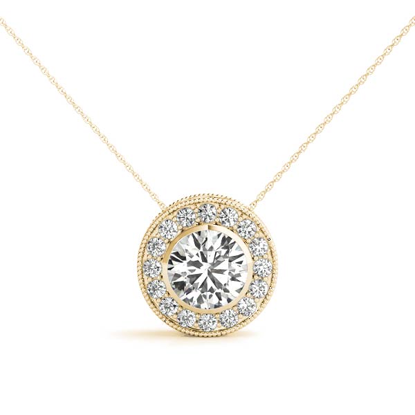 Vintage Double Halo Diamond Pendant Necklace (0.455–1.50 CTW, Lab-Grown, 14K Gold)