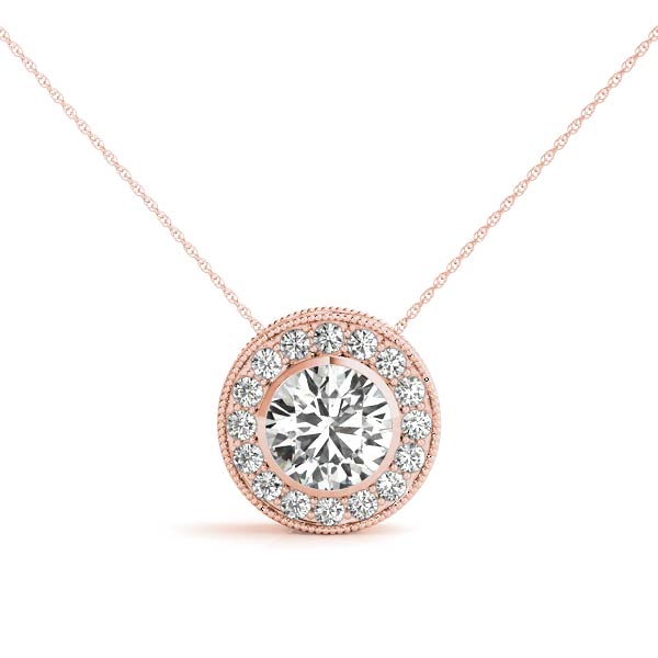 Vintage Double Halo Diamond Pendant Necklace (0.455–1.50 CTW, Lab-Grown, 14K Gold)