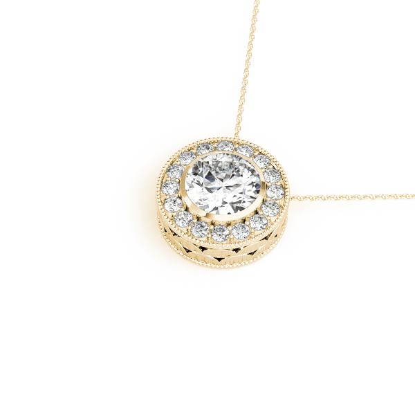 Vintage Double Halo Diamond Pendant Necklace (0.455–1.50 CTW, Lab-Grown, 14K Gold)